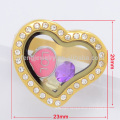 Hot sale new wedding stainless steel gold heart floating locket ring jewelry